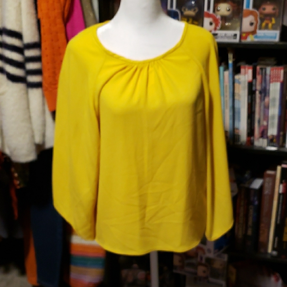 Zara Bright Yellow Polyester Blouse Size L